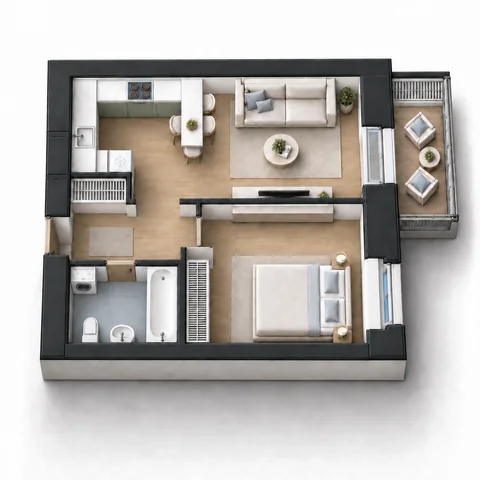 Планировка 39,99 м²