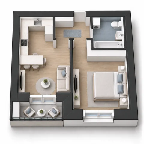 Планировка 42,55 м²